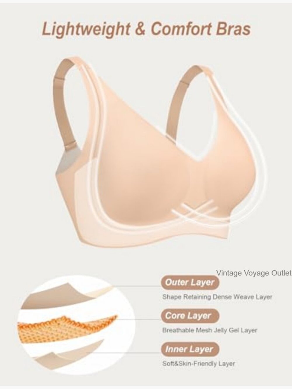 Women's Seamless Deep V Wireless Push Up Bralette View 4